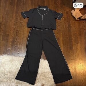 Jason Wu Black Pajama Set with White Piping